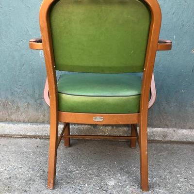 #50 - Vintage Green Leather Y&E Steel Chair by Harter