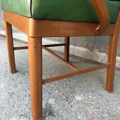 #50 - Vintage Green Leather Y&E Steel Chair by Harter