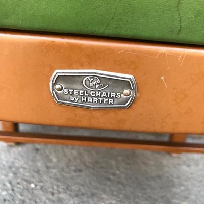 #50 - Vintage Green Leather Y&E Steel Chair by Harter