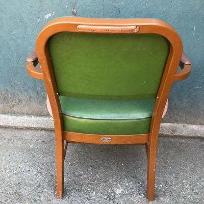 #50 - Vintage Green Leather Y&E Steel Chair by Harter