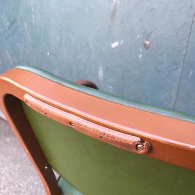 #50 - Vintage Green Leather Y&E Steel Chair by Harter