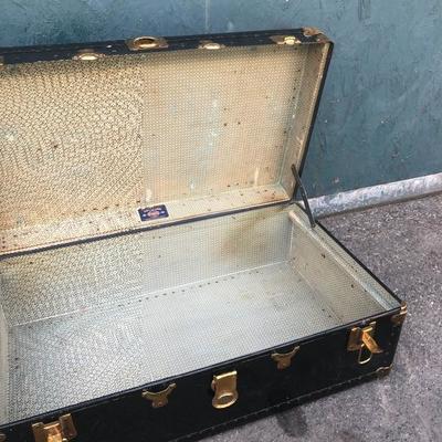 #97 - Vintage Trunk w/ Travel Stickers and Gold Details
