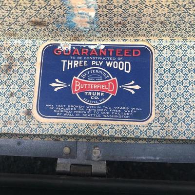 #97 - Vintage Trunk w/ Travel Stickers and Gold Details