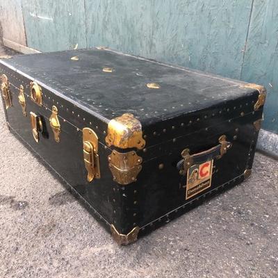 #97 - Vintage Trunk w/ Travel Stickers and Gold Details