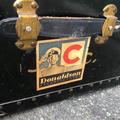 #97 - Vintage Trunk w/ Travel Stickers and Gold Details