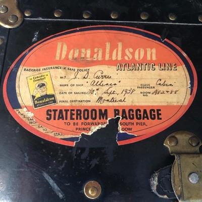 #97 - Vintage Trunk w/ Travel Stickers and Gold Details
