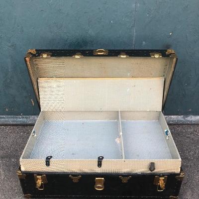 #97 - Vintage Trunk w/ Travel Stickers and Gold Details