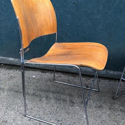 #98 - Mid Century Modern David Rowland 40/4 Bent Plywood Stacking Chairs