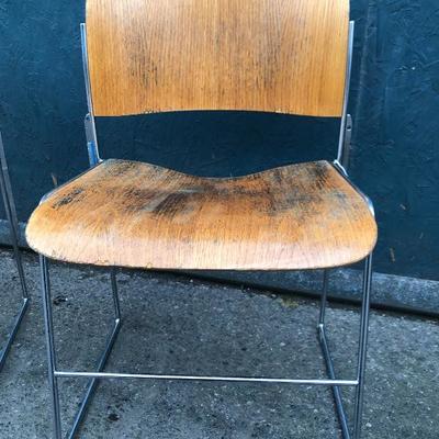 #98 - Mid Century Modern David Rowland 40/4 Bent Plywood Stacking Chairs