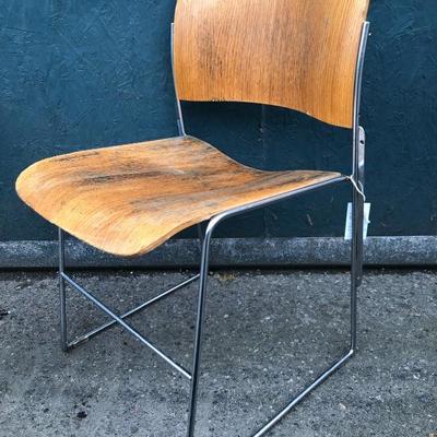 #98 - Mid Century Modern David Rowland 40/4 Bent Plywood Stacking Chairs
