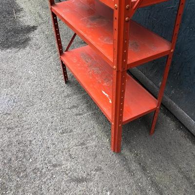 #102 - Orange Industrial Metal Storage Shelf 