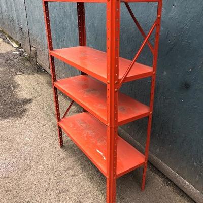 #102 - Orange Industrial Metal Storage Shelf 