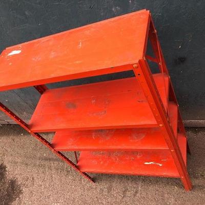 #102 - Orange Industrial Metal Storage Shelf 