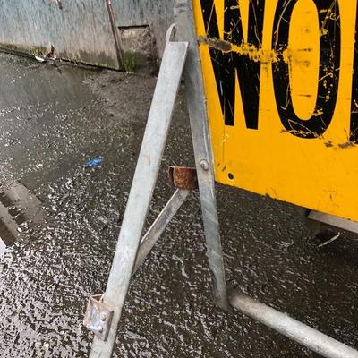 #104 - Vintage Steel Frame "Men Working" A-Frame Sign 