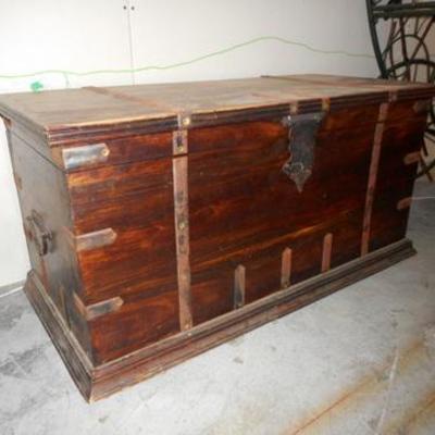 Lot 818 - Solid Wood Trunk - Home Decor or Great Pirates Chest...