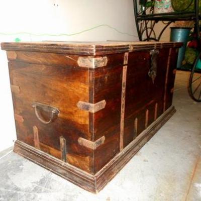 Lot 818 - Solid Wood Trunk - Home Decor or Great Pirates Chest...