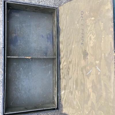 #13 - Vintage Black Painted Wood Trunk with White Writing
