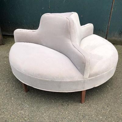 #89 - Vintage Lavender Velvet Round Conversation Couch