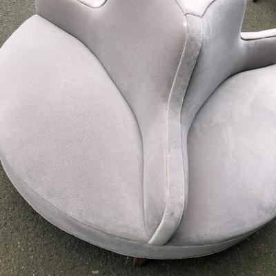 #89 - Vintage Lavender Velvet Round Conversation Couch