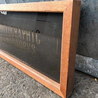 #68 - Vintage Photographic Glassworks Framed Glass Sign