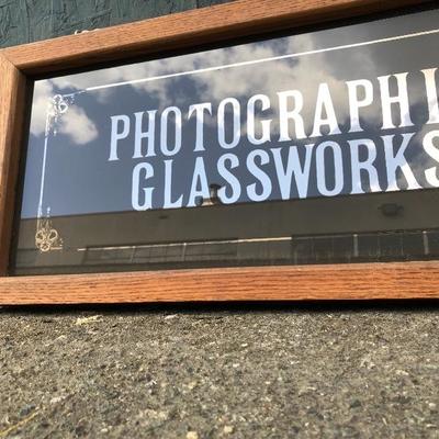 #68 - Vintage Photographic Glassworks Framed Glass Sign