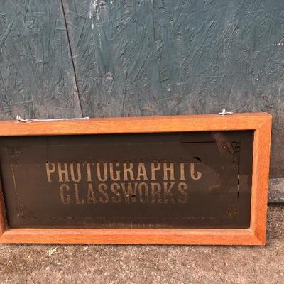 #68 - Vintage Photographic Glassworks Framed Glass Sign