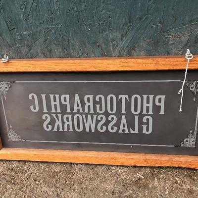 #68 - Vintage Photographic Glassworks Framed Glass Sign