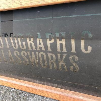 #68 - Vintage Photographic Glassworks Framed Glass Sign