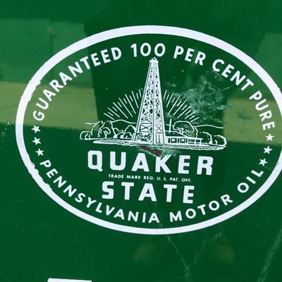 #75 - Vintage 1950's Quaker State Motor Oil Collectible Tombstone Porcelain Metal Sign