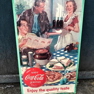 #115 - Vintage 1950's Coca-Cola Double-Sided Cardboard Sign