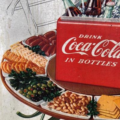 #115 - Vintage 1950's Coca-Cola Double-Sided Cardboard Sign