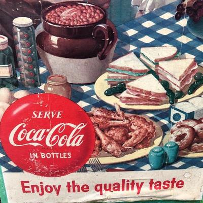 #115 - Vintage 1950's Coca-Cola Double-Sided Cardboard Sign