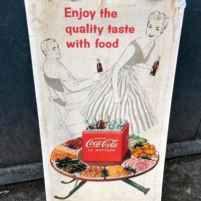 #115 - Vintage 1950's Coca-Cola Double-Sided Cardboard Sign