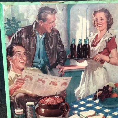 #115 - Vintage 1950's Coca-Cola Double-Sided Cardboard Sign