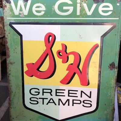 #116 - Vintage Large S&H â€œWe Give Green Stampsâ€ Collectable Metal Sign
