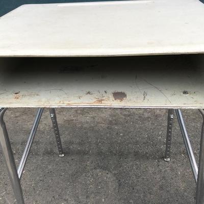 #117 - Vintage Metal School Desk with Book Pocket