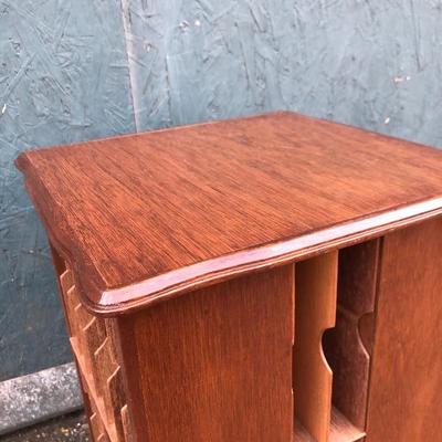 #119 - Vintage Wood Rotating VHS Storage 