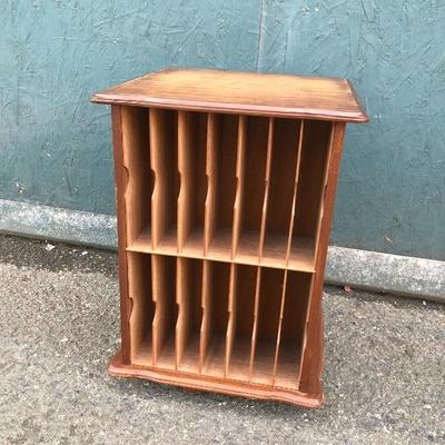 #119 - Vintage Wood Rotating VHS Storage 