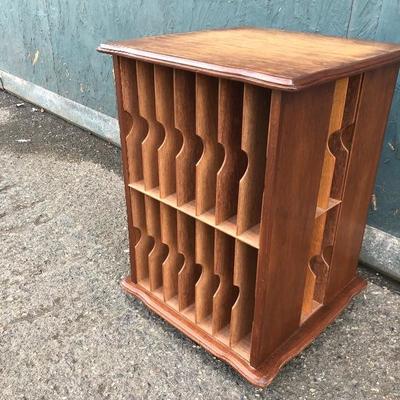 #119 - Vintage Wood Rotating VHS Storage 