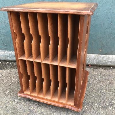 #119 - Vintage Wood Rotating VHS Storage 