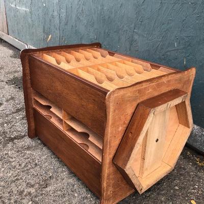 #119 - Vintage Wood Rotating VHS Storage 