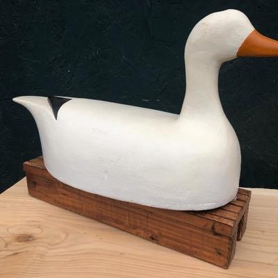 #122 - Vintage Wood Swan Decoy with Stand