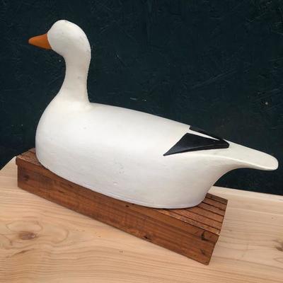 #122 - Vintage Wood Swan Decoy with Stand