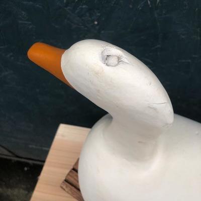 #122 - Vintage Wood Swan Decoy with Stand