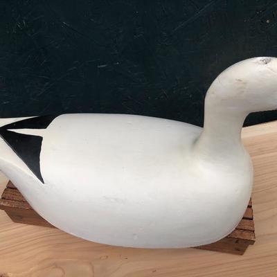 #122 - Vintage Wood Swan Decoy with Stand