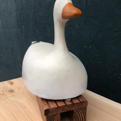 #122 - Vintage Wood Swan Decoy with Stand