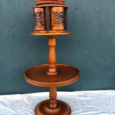 #128 - Two Handmade Wood Pipe Stands and Ashtrays 