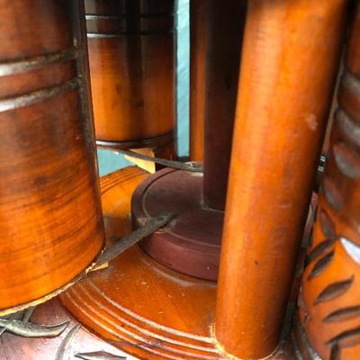 #128 - Two Handmade Wood Pipe Stands and Ashtrays 