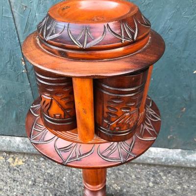 #128 - Two Handmade Wood Pipe Stands and Ashtrays 
