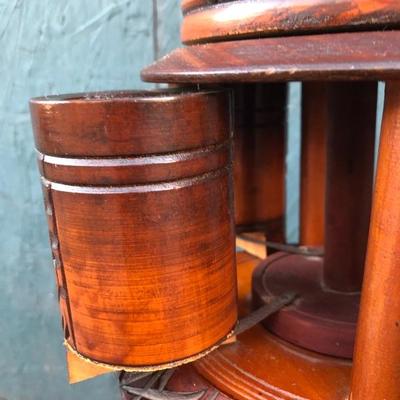 #128 - Two Handmade Wood Pipe Stands and Ashtrays 